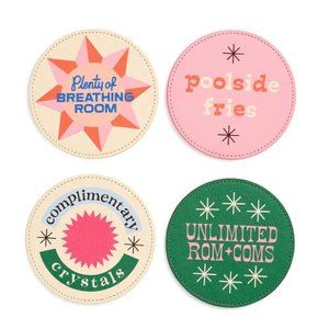 🔥3/$30 NIB Ban.do Staycation Party On Leatherette Coaster Set of 4 $34.00
